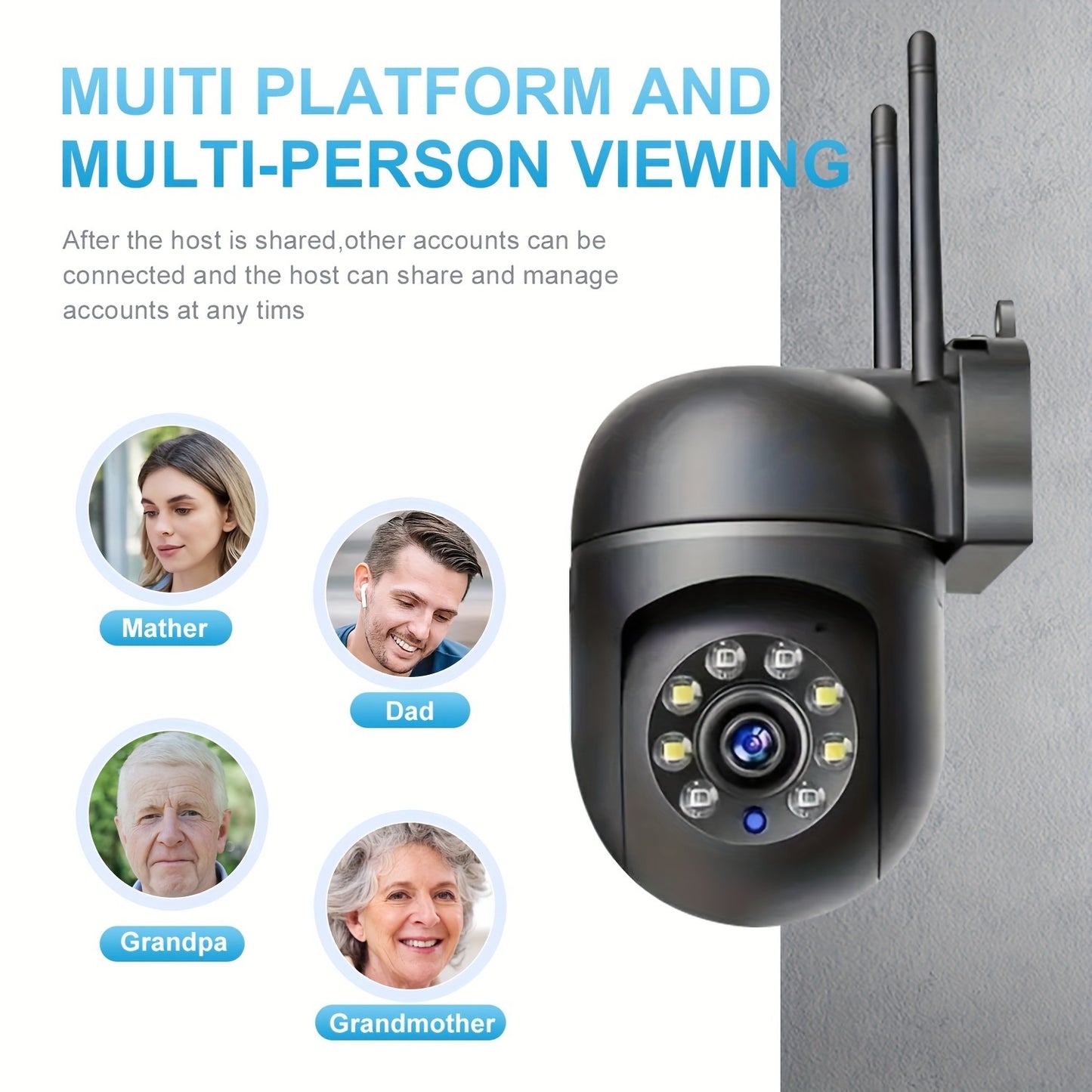 360  Wireless Camera Outdoor WiFi Night Vision Cam HD 1080P Home Security System