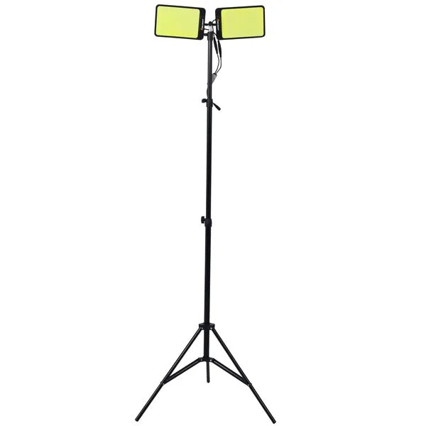 LED Work Light With Stand, 11200 Lumen Dual-Head Tripod Lights Construction, Outdoor Construction Light Stand Portable Stand Work Light With Remote, Waterproof Versatility Light For Jobsite Back-yard