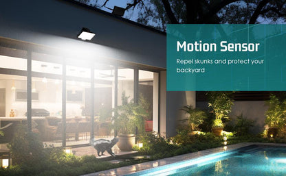 2-Pack Solar Motion Sensor Outdoor Floodlights 2600 Lumens, IP67 Waterproof