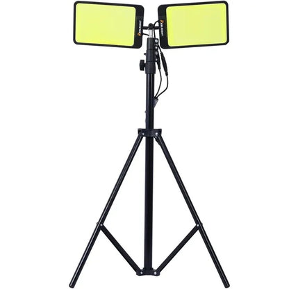 LED Work Light With Stand, 11200 Lumen Dual-Head Tripod Lights Construction, Outdoor Construction Light Stand Portable Stand Work Light With Remote, Waterproof Versatility Light For Jobsite Back-yard