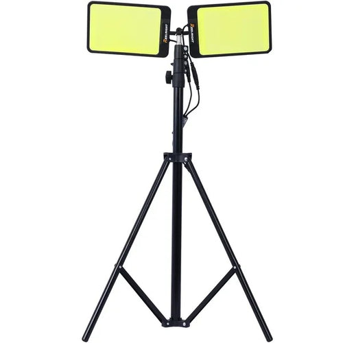 LED Work Light With Stand, 11200 Lumen Dual-Head Tripod Lights Construction, Outdoor Construction Light Stand Portable Stand Work Light With Remote, Waterproof Versatility Light For Jobsite Back-yard