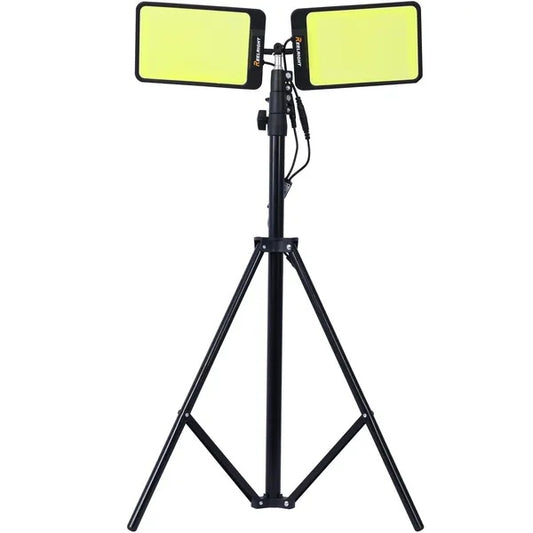 LED Work Light With Stand, 11200 Lumen Dual-Head Tripod Lights Construction, Outdoor Construction Light Stand Portable Stand Work Light With Remote, Waterproof Versatility Light For Jobsite Back-yard