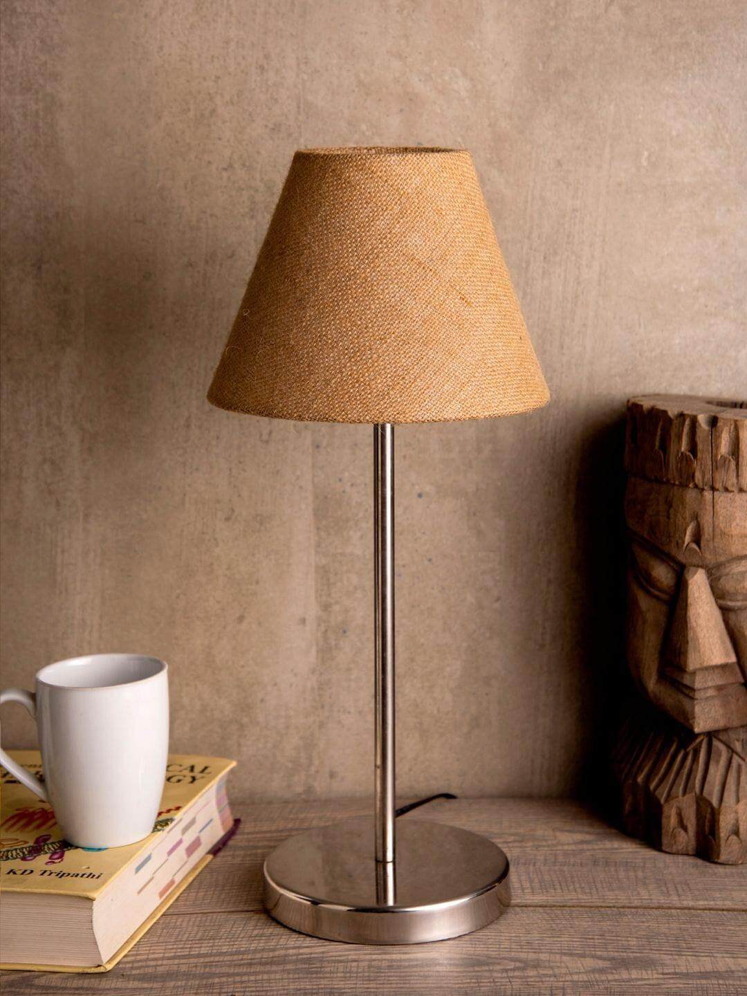 Metal Table Lamp with Brown Jute Shade