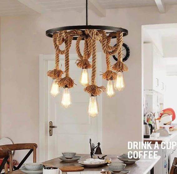 Pendant Hamp Rope Edison Hanging Lights