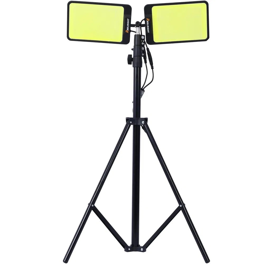 LED Work Light With Stand, 11200 Lumen Dual-Head Tripod Lights Construction, Outdoor Construction Light Stand Portable Stand Work Light With Remote, Waterproof Versatility Light For Jobsite Back-yard