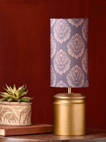 Metal Golden Table Lamp with Motives Printed Shade
