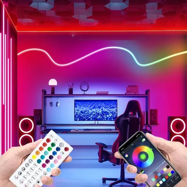 16.4/32.8Ft Neon Rope Lights,Flexible Led Rope Lights Control With App/Remote,Multiple Modes Rope Lights,Music Sync Light Strip For Bedroom