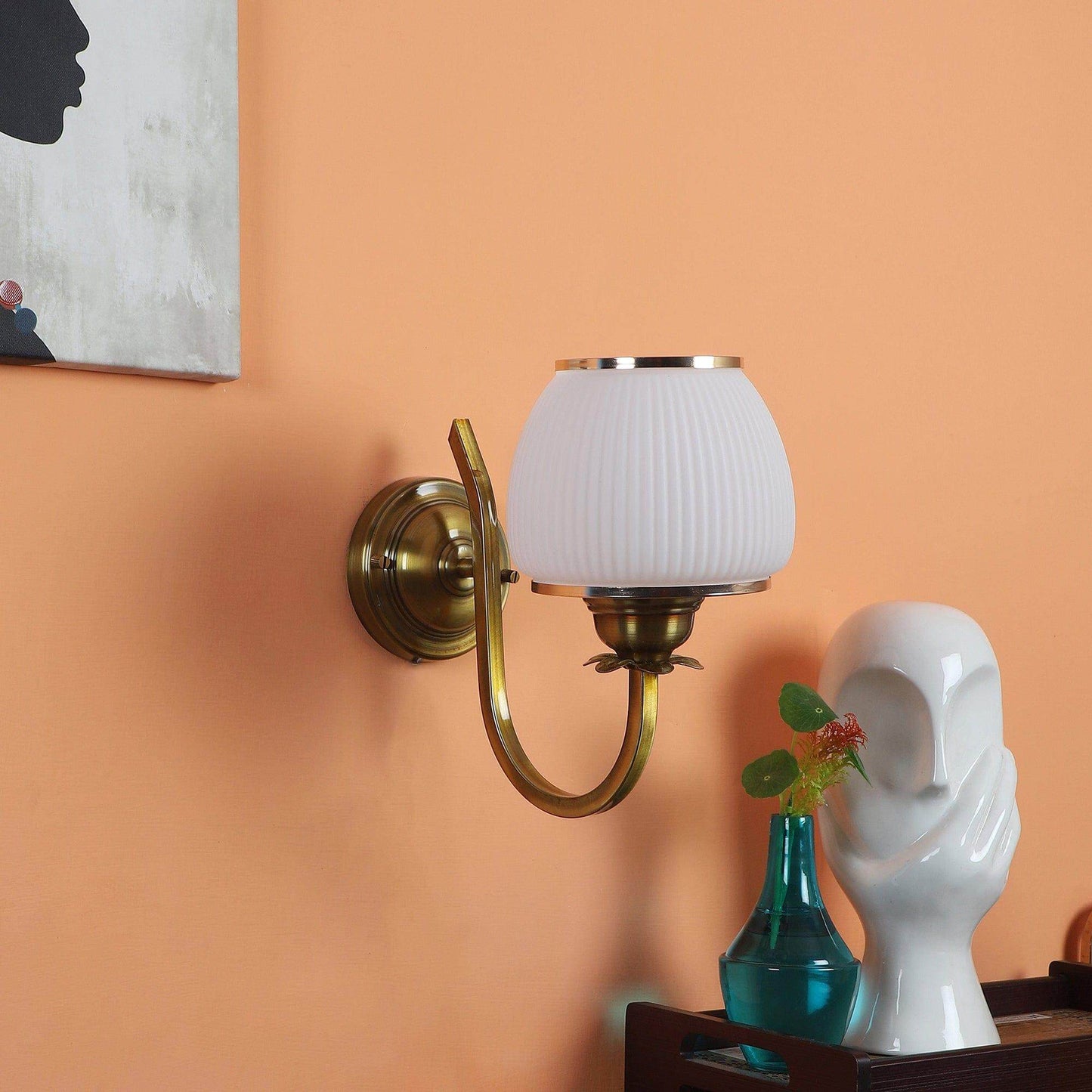 Golden And White Iron Wall Light