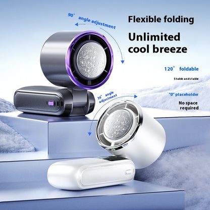 New Ice Pack High-Speed Handheld Eletirc Fan Speed Adjustable Folding Mini Fan Portable Outdoor Hanging Neck Small Fan