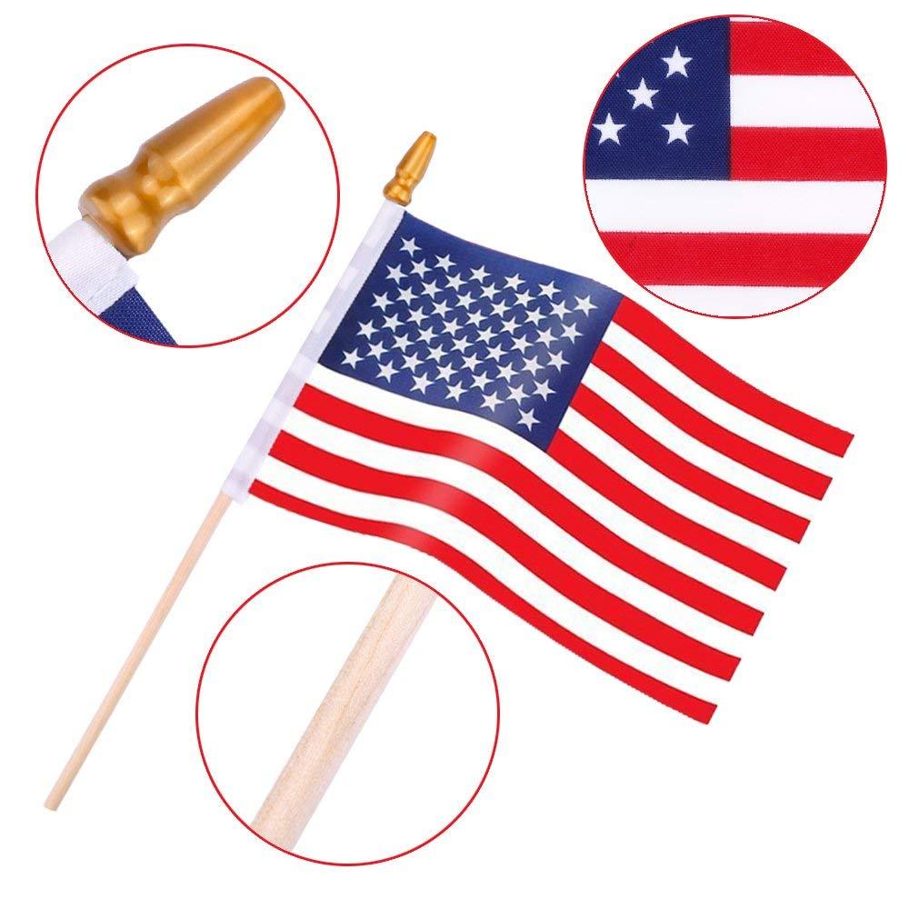 Small American Flags On Stick,65 American Flags Hand Held Mini US Flags For American Independence Day,Memorial Day President’s Day,Veterans Day