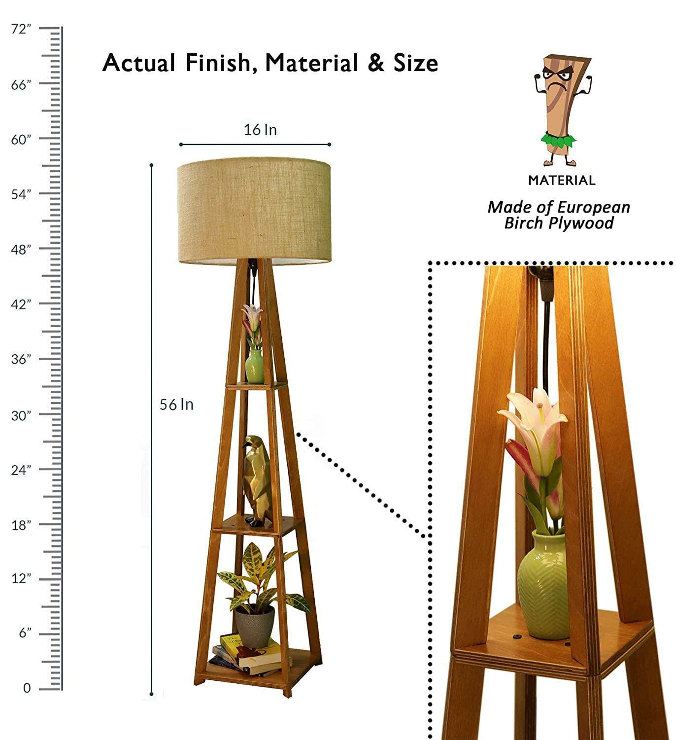 Decorative  Wooden Floor Lamp for Home Decoration Living Room Corner