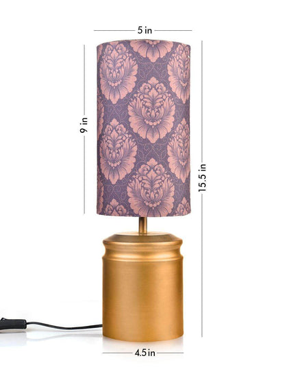 Metal Golden Table Lamp with Motives Printed Shade