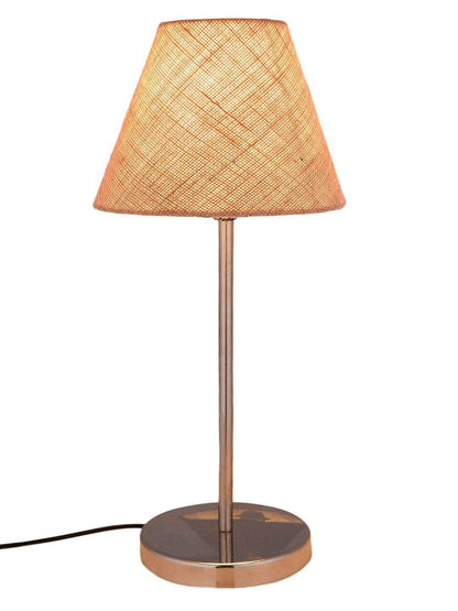 Metal Table Lamp with Brown Jute Shade