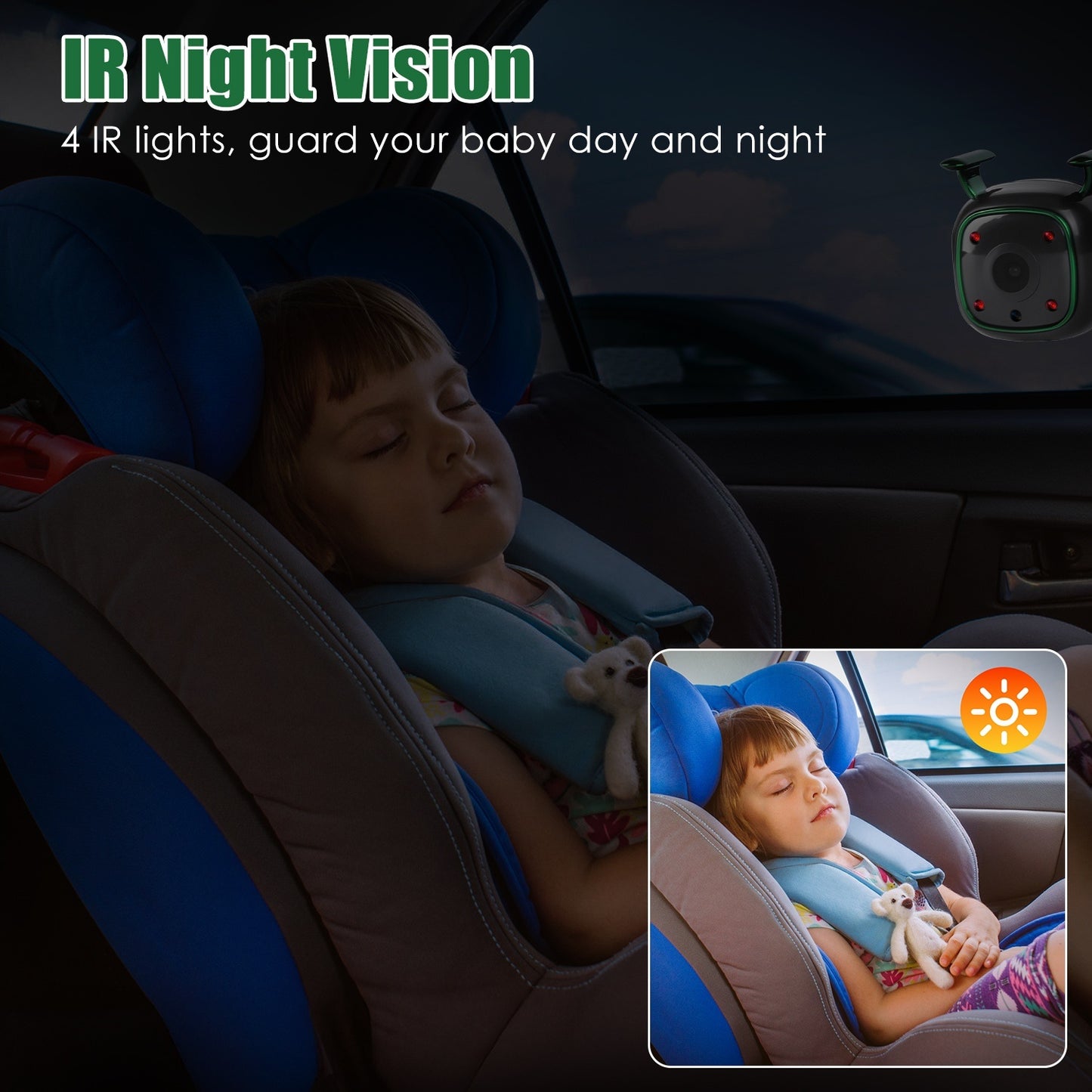 1Pc 1080P Baby Car Camera For 2 Kids Dual Channel Car Baby Monitor Rear Facing Car Seat Camera With 120Degree Wide View 6.86In HD Split Screen Night Vision
