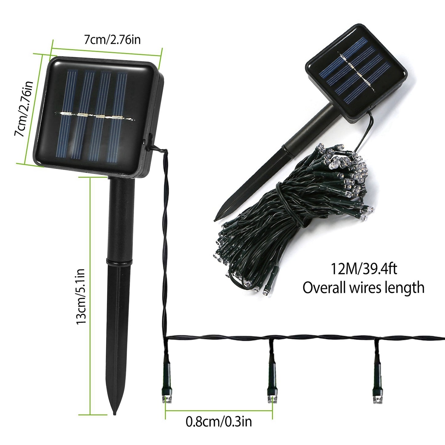 1Pc Solar String Lights LED Solar Power Fairy String Light 12M 8 Lighting Mode Cool Light Waterproof Starry String Lights Christmas Wedding Party Decor String Lights
