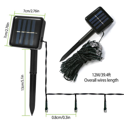 1Pc Solar String Lights LED Solar Power Fairy String Light 12M 8 Lighting Mode Cool Light Waterproof Starry String Lights Christmas Wedding Party Decor String Lights