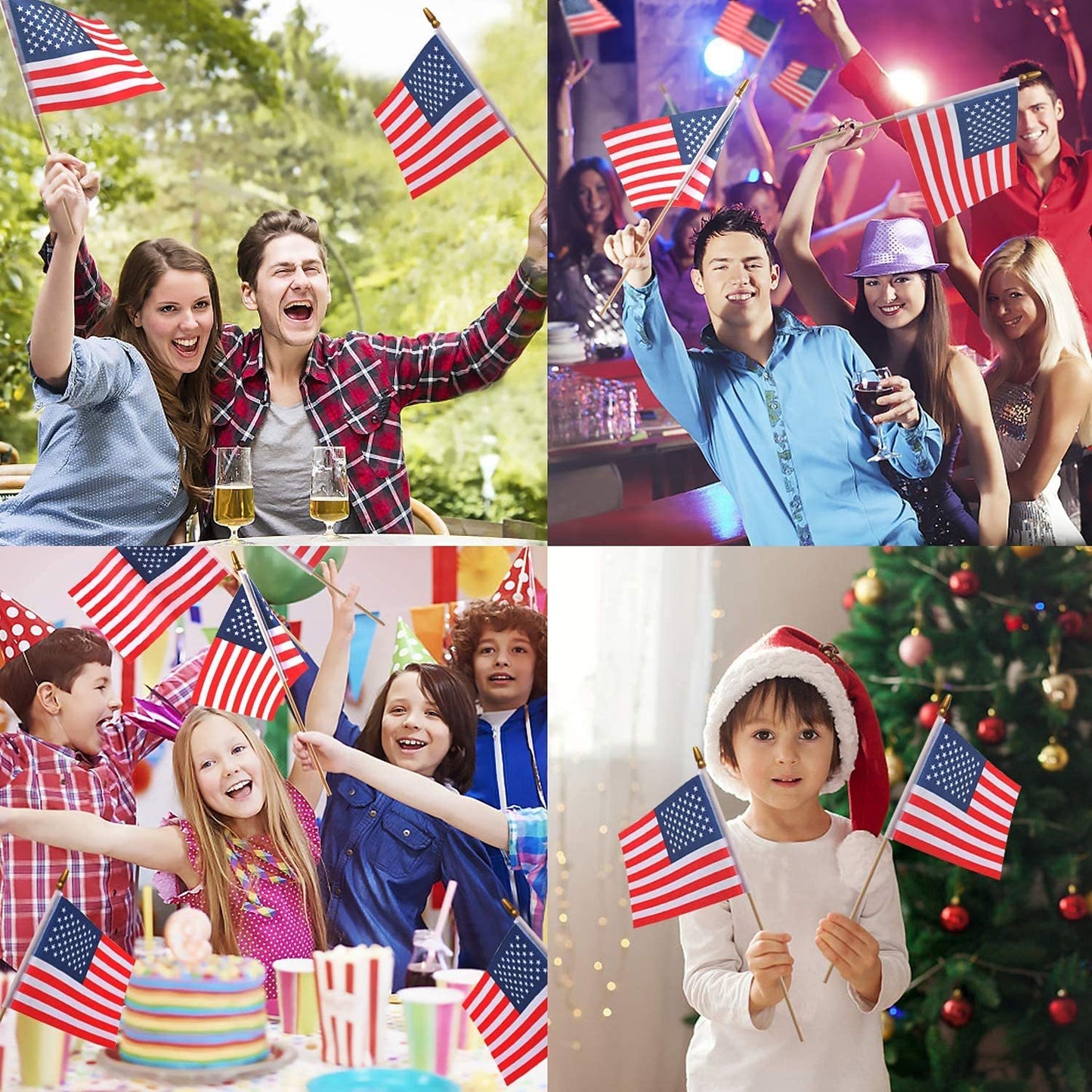 Small American Flags On Stick,65 American Flags Hand Held Mini US Flags For American Independence Day,Memorial Day President’s Day,Veterans Day