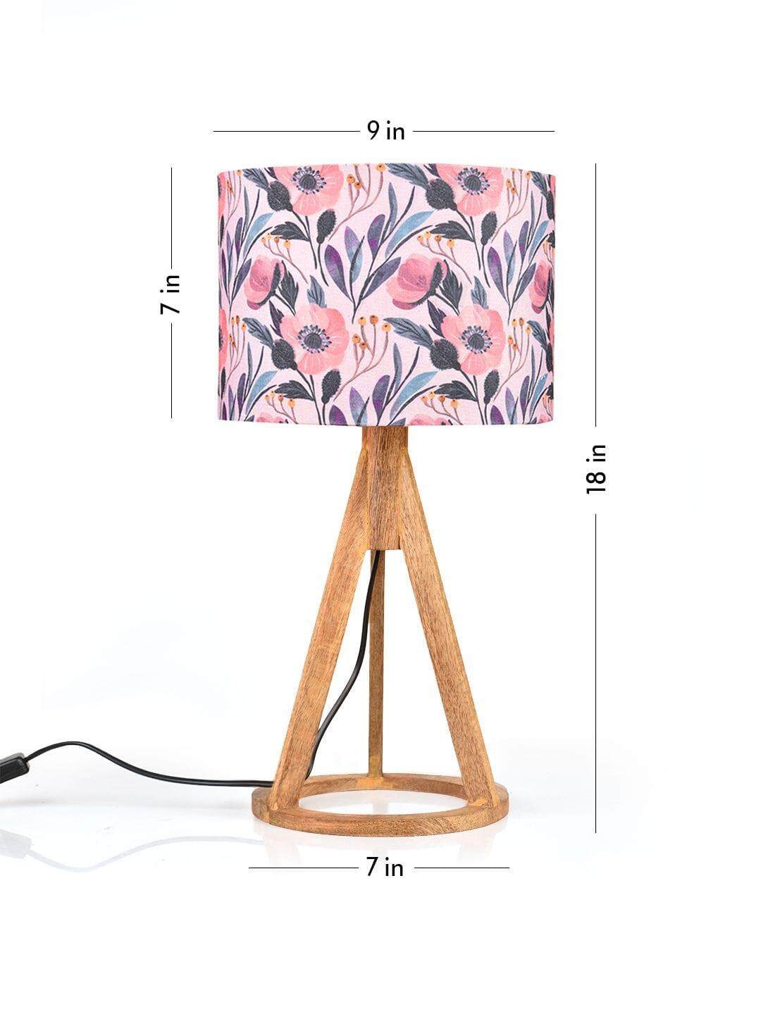 Pink Flower Trio Wooden Lamp