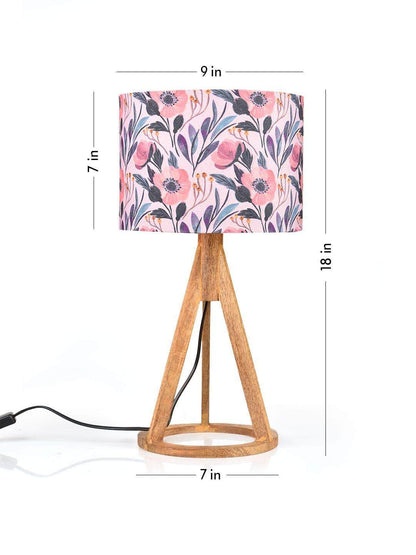 Pink Flower Trio Wooden Lamp