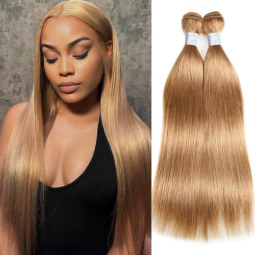 Light brown Color Hair Straight Human Hair Extensions Human Hair Weave 12-28 Inch