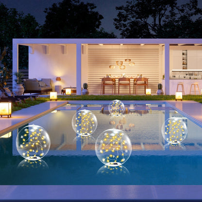 2Pcs Floating Pool Lights 14in Solar Powered Pool Balls IP68 Waterproof Inflatable Pool Decoration Lights With Remote Control 3 Light Modes Timer Adjustable Brightness