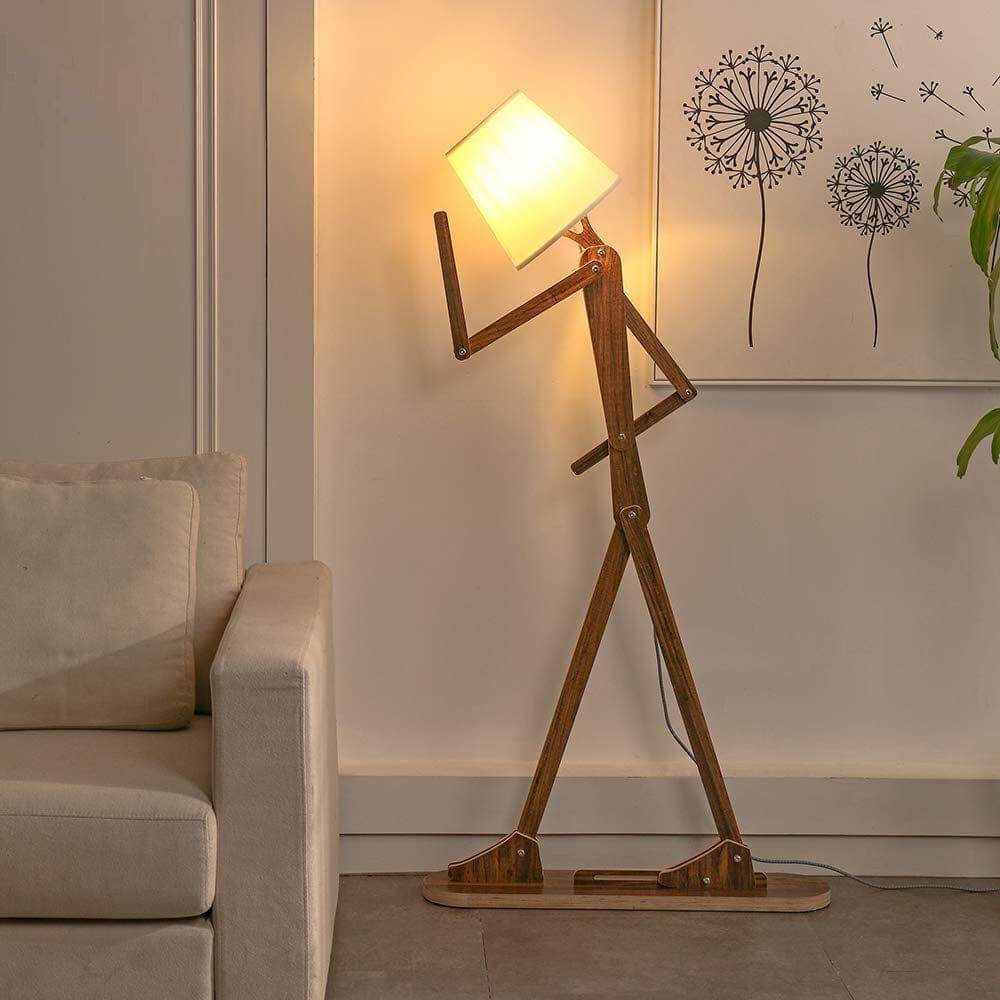 Decorative Floor and Swing Arm Floor Lamp, Wooden Reading Lights for Kids, Bedroom, Living Room, Home, Office, Farmhouse, LED Bulb Included