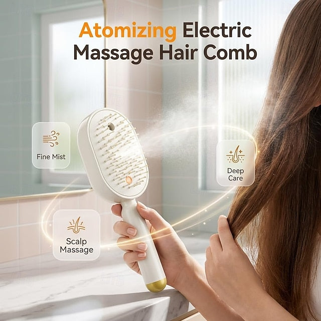 Electric Spray air Cushion Massage Comb, 3-in-1 Electric Mist Spray Hair Brush, Retractable Hairs Massage Brush for Frizzy Hair & Scalp Care, Relieve Hair Tangles & Dryness
