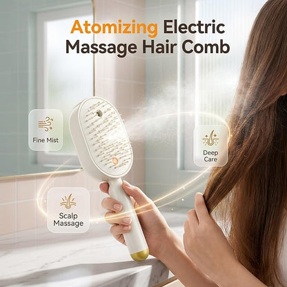 Electric Spray air Cushion Massage Comb, 3-in-1 Electric Mist Spray Hair Brush, Retractable Hairs Massage Brush for Frizzy Hair & Scalp Care, Relieve Hair Tangles & Dryness