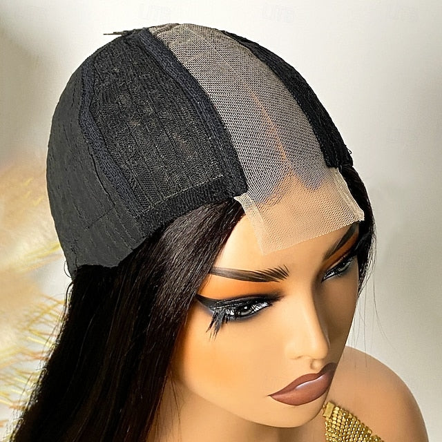 2x6 Natural Color Short BOBO Lace Wig Brazilian Human Hair WIg 180% Density 8-14Inch For Black Women