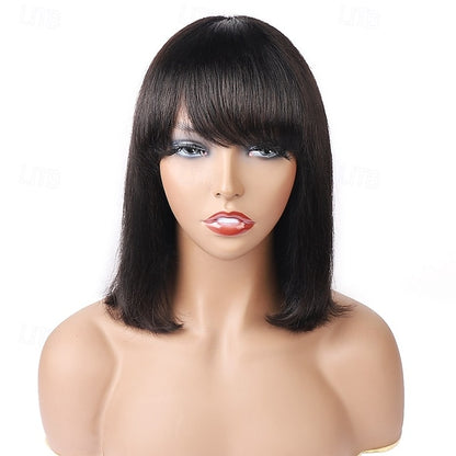 Machine-made BOBO Human Hair Wig Straight Human Hair 150% Density For Black Women