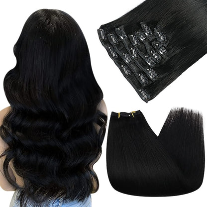 Clip In Hair Extensions Human Hair 8pcs Pack Straight Natural Color Hair Extensions