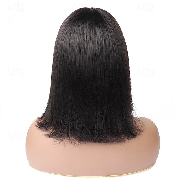 Machine-made BOBO Human Hair Wig Straight Human Hair 150% Density For Black Women