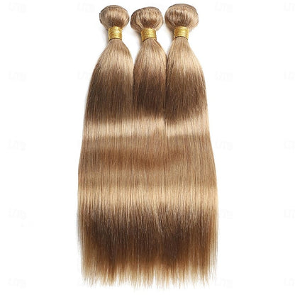 Light brown Color Hair Straight Human Hair Extensions Human Hair Weave 12-28 Inch