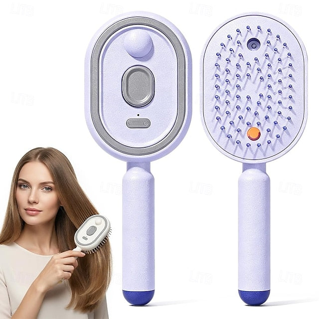Electric Spray air Cushion Massage Comb, 3-in-1 Electric Mist Spray Hair Brush, Retractable Hairs Massage Brush for Frizzy Hair & Scalp Care, Relieve Hair Tangles & Dryness